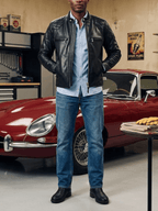 Men's Leather Jacket - Black Horsehide