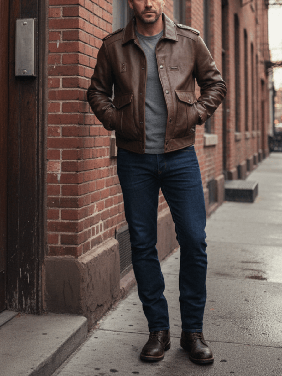 Men's Leather Jacket - Black Horsehide