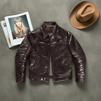 Men's Leather Jacket - Coffee