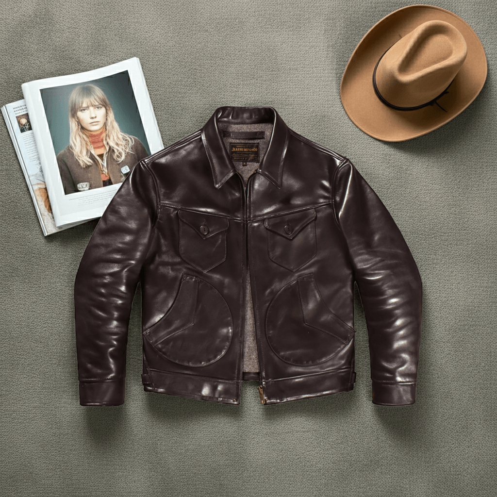 Men's Leather Jacket - Coffee