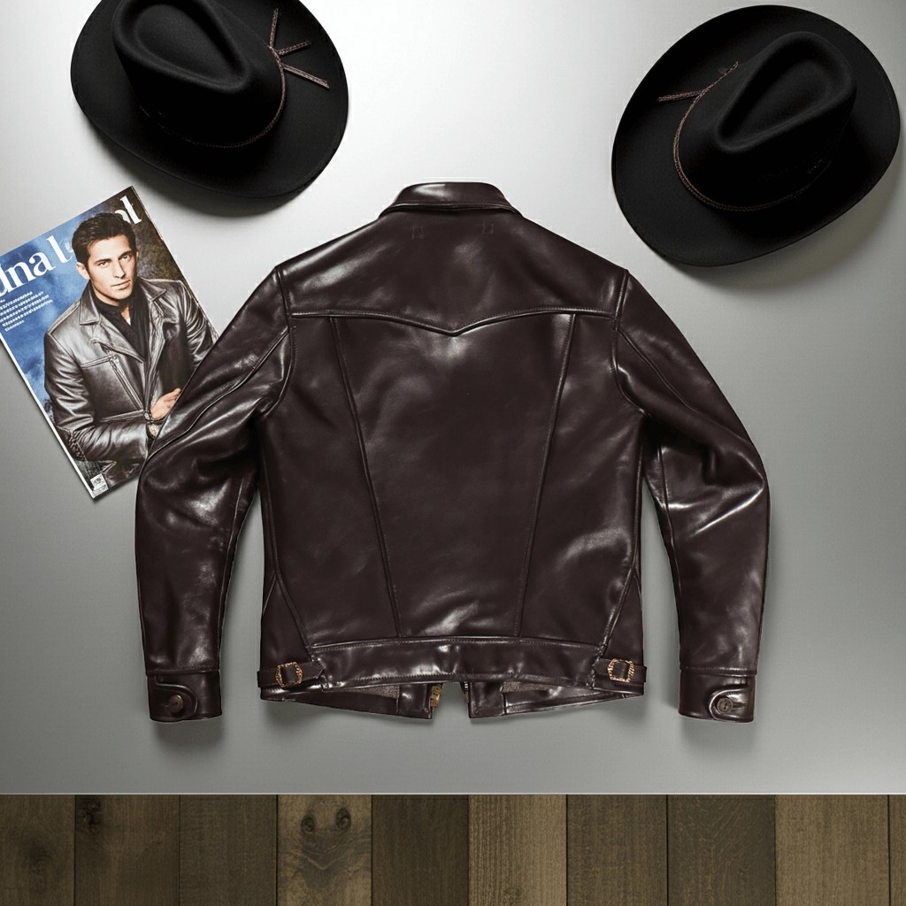 Men's Leather Jacket - Coffee