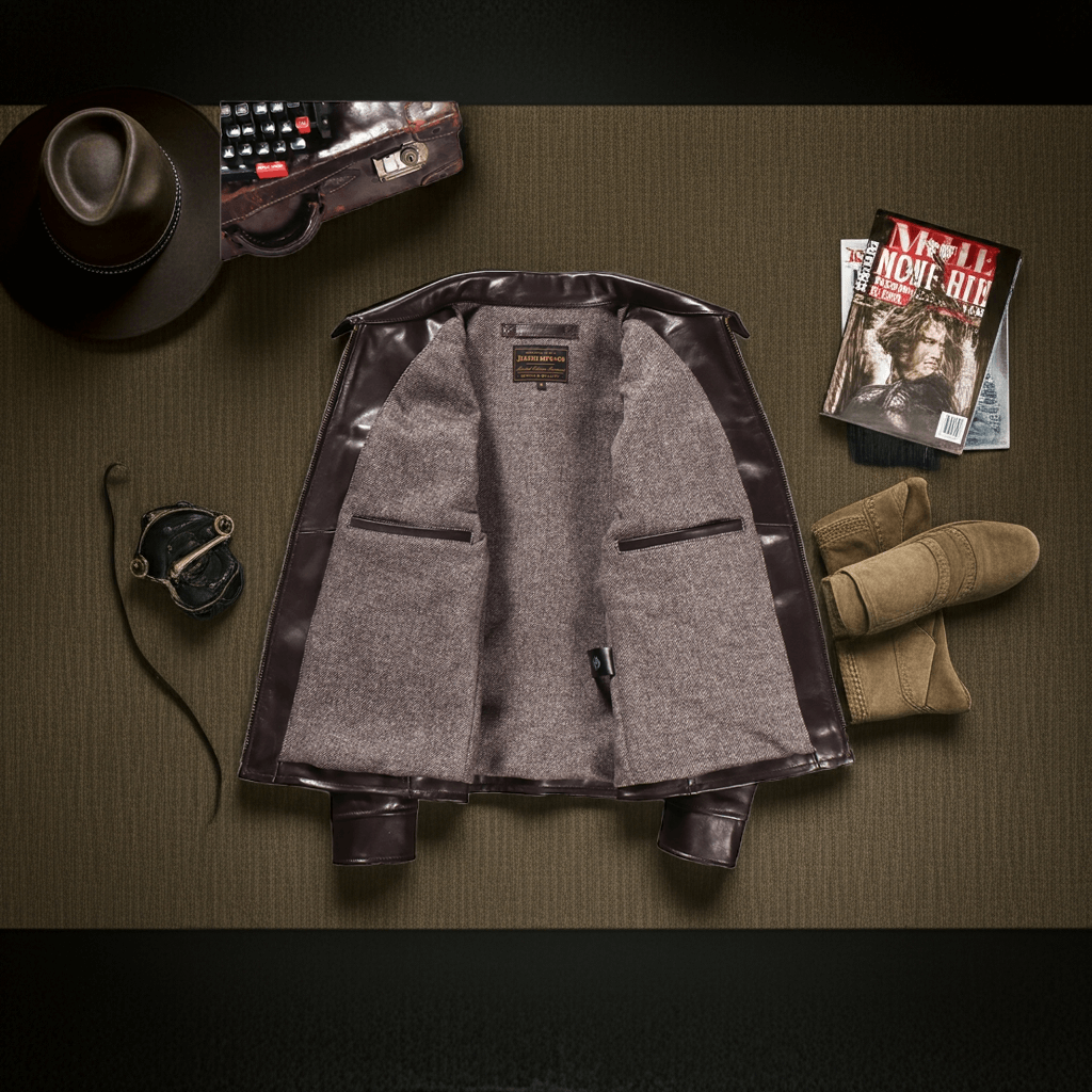Men's Leather Jacket - Coffee