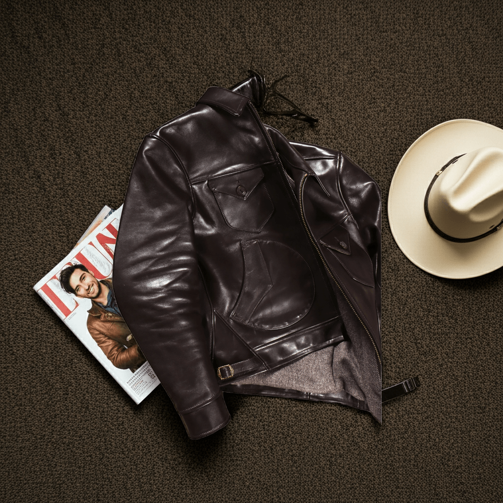 Men's Leather Jacket - Coffee