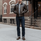 Men's Leather Jacket - Coffee