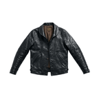 Men's Cossack Leather Jacket, Goatskin - Black