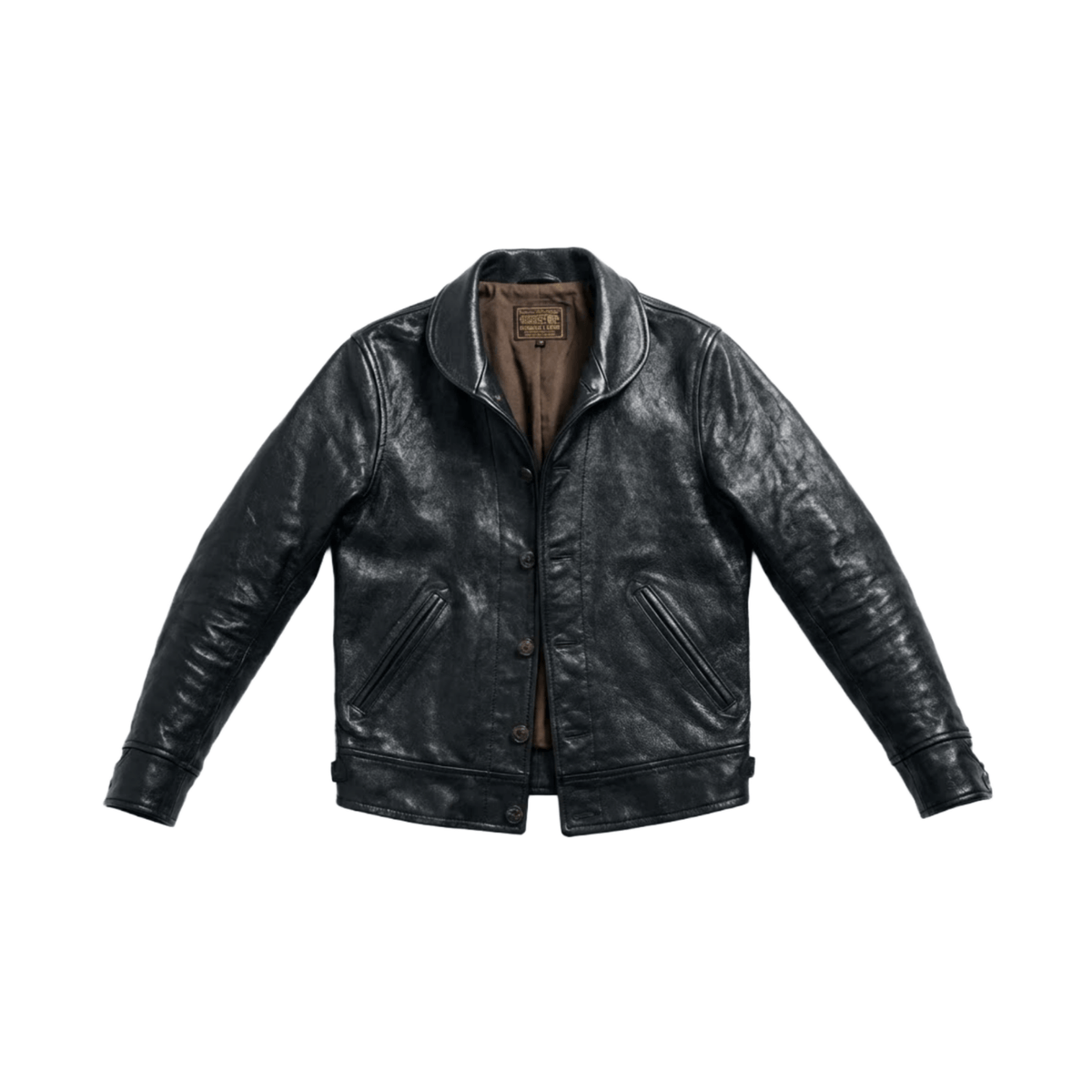 Men's Cossack Leather Jacket, Goatskin - Black
