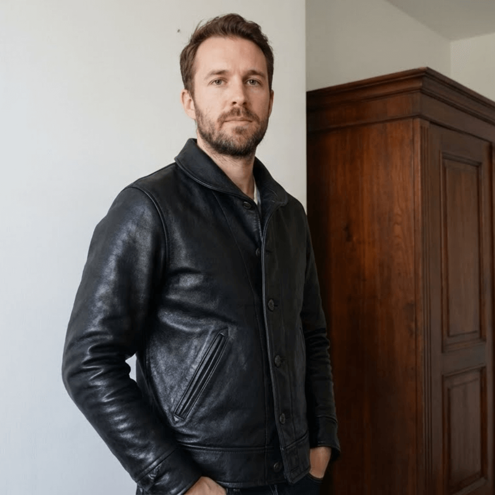 Men's Leather Jacket - Black