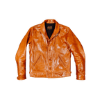 Men's Cossack Leather Jacket, Yellowish-brown - Yellowish-Brown