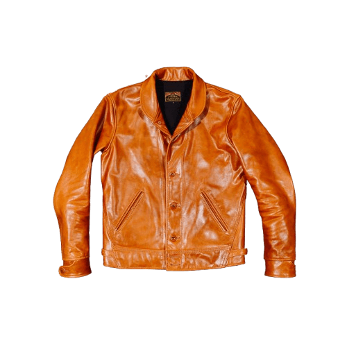 Men's Cossack Leather Jacket, Yellowish-brown - Yellowish-Brown