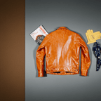 Men's Leather Jacket - Yellowish-Brown