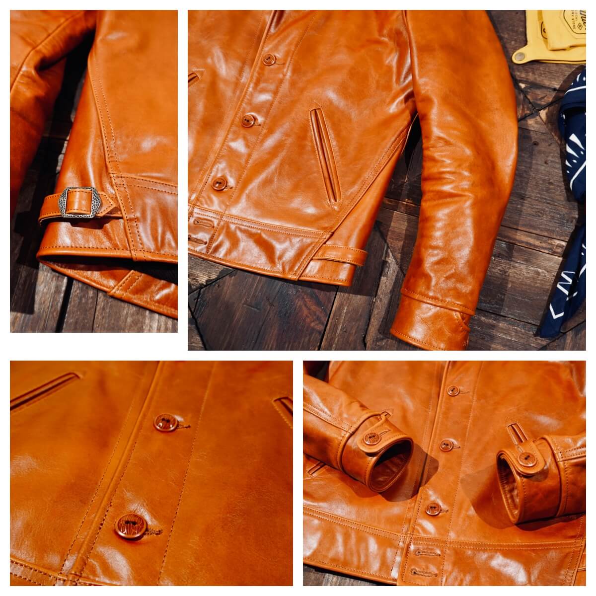 Men's Leather Jacket - Yellowish-Brown