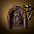 Men's Leather Jacket - Coffee