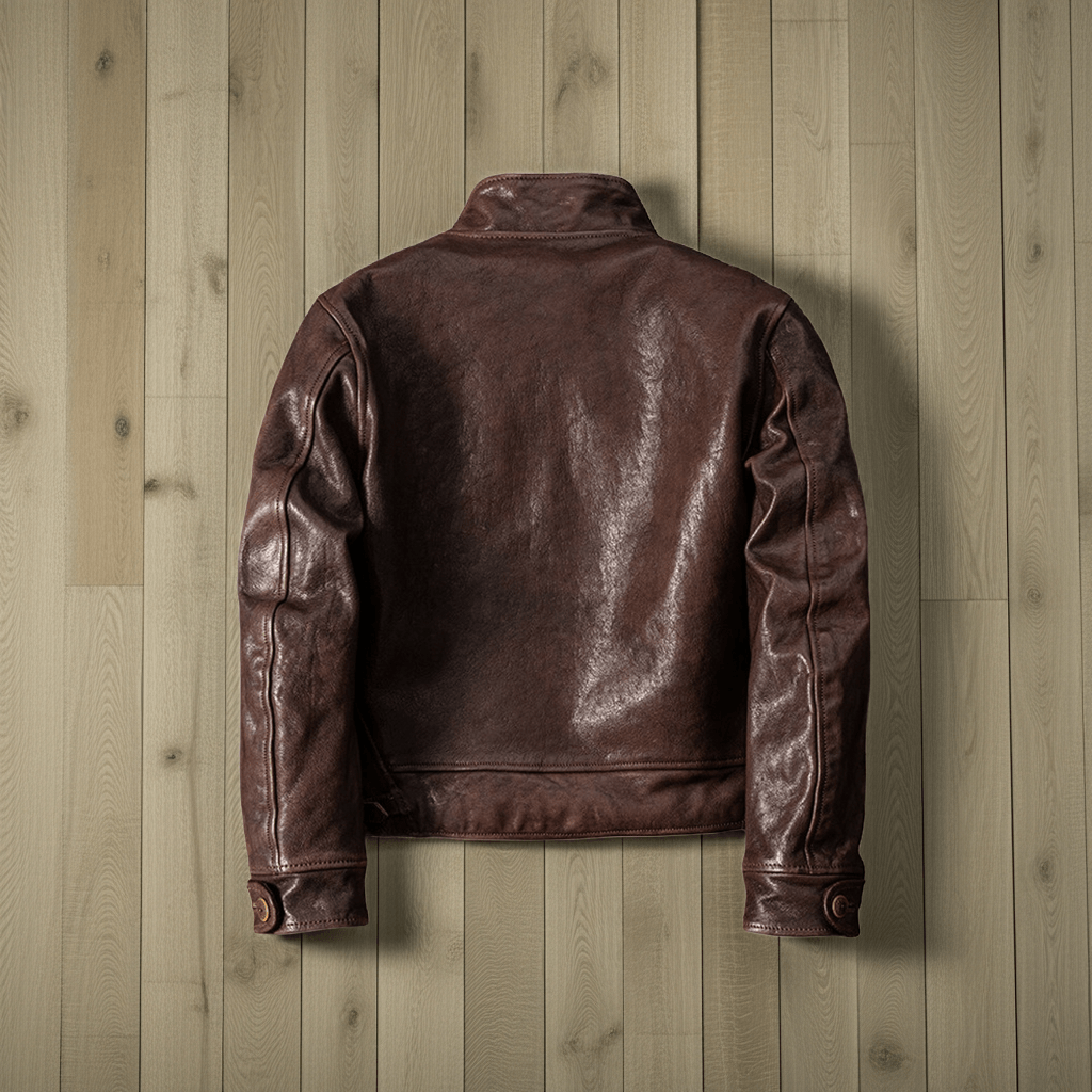 Men's Leather Jacket - Coffee