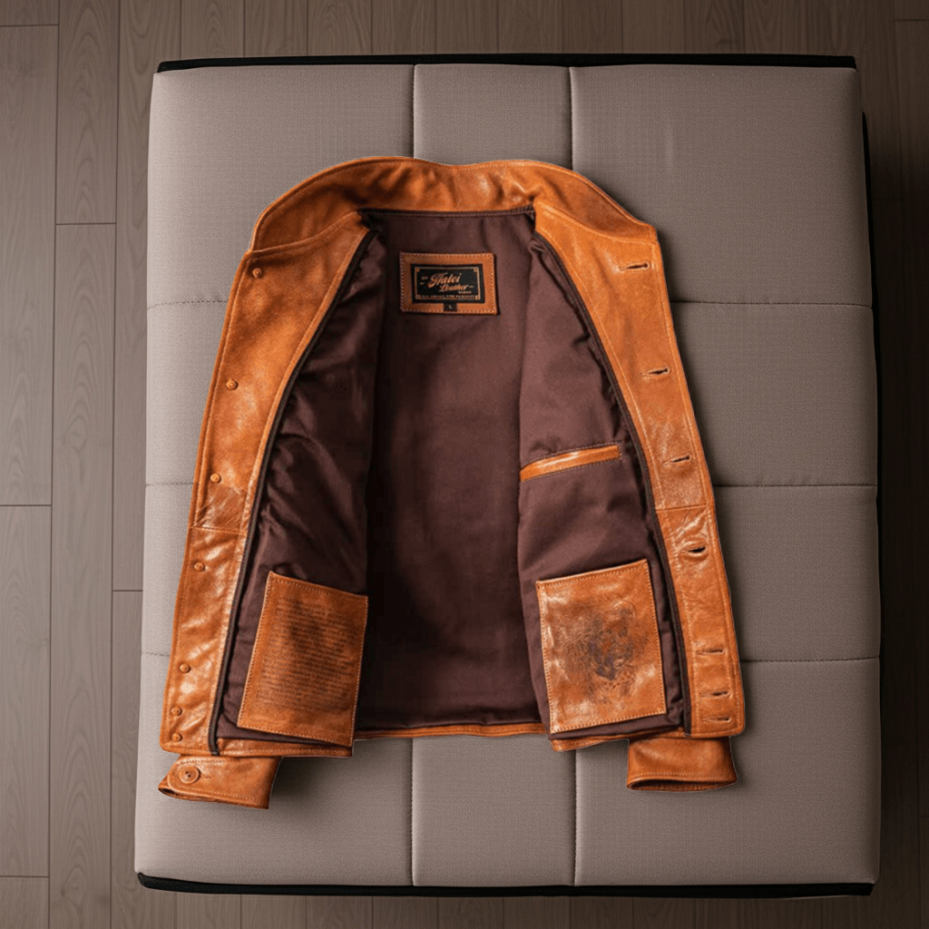 Men's Leather Jacket - Amber