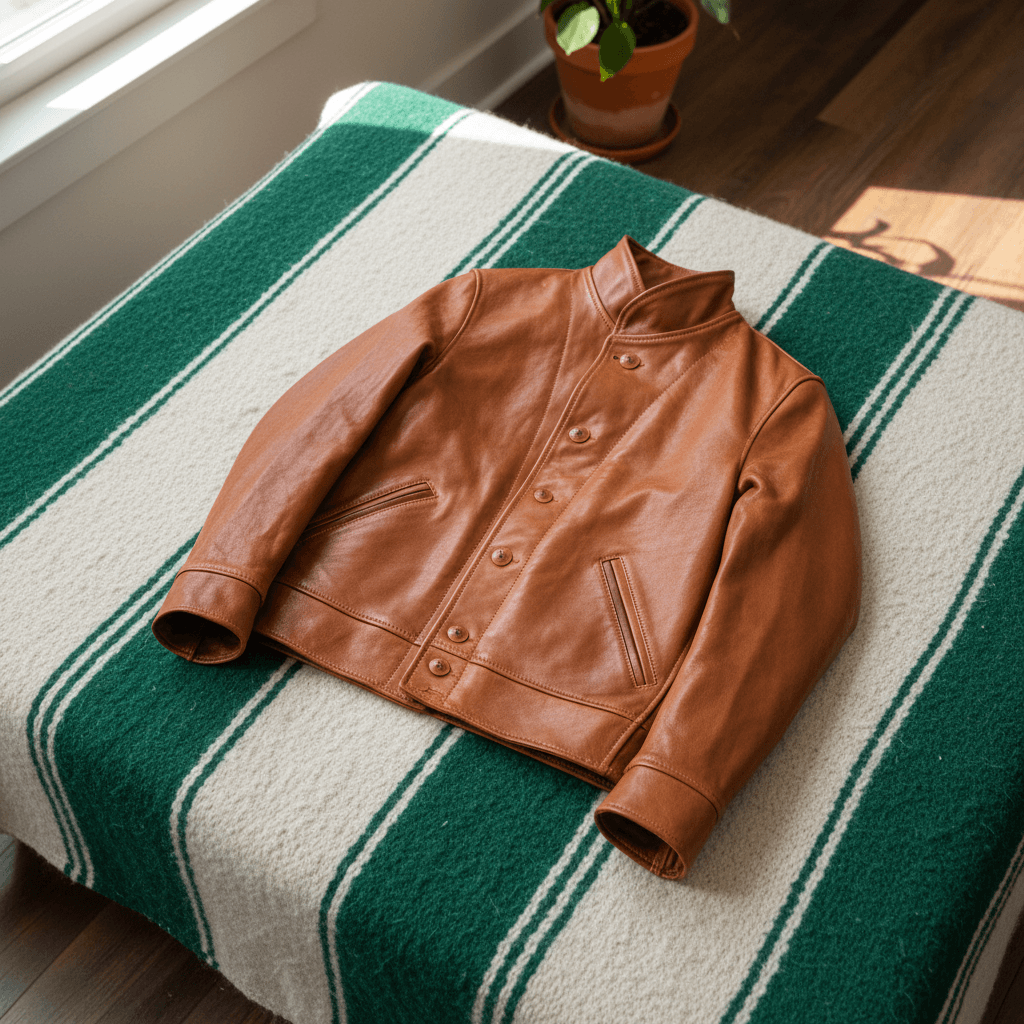 Men's Leather Jacket - Coffee