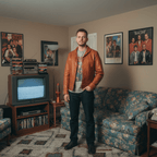 Men's Leather Jacket - Yellowish-Brown