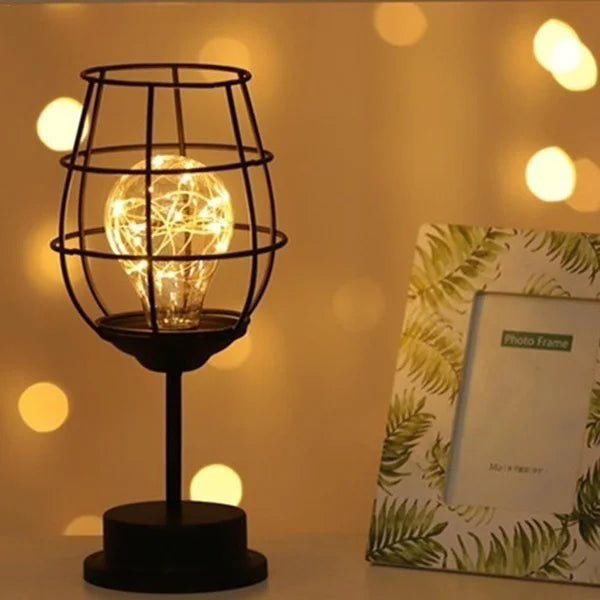 Retro Hollow Accent Lamp for Home Decor - A:13*13*28cm