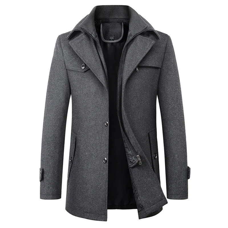 Men's Classic Lapel Collar Coat with Adjustable Cuffs