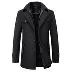 Men's Classic Lapel Collar Coat with Adjustable Cuffs
