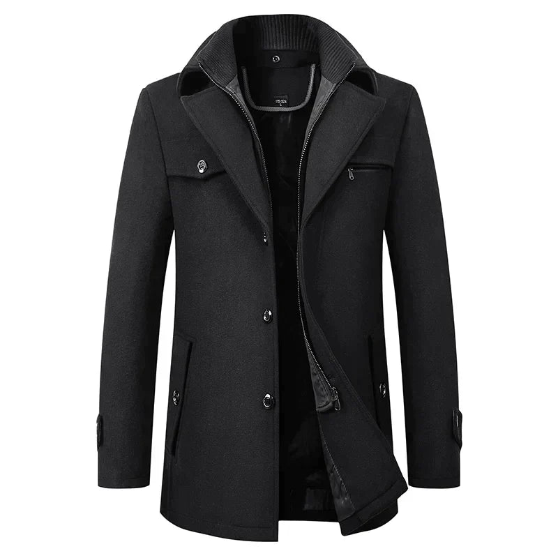 Men's Classic Lapel Collar Coat with Adjustable Cuffs