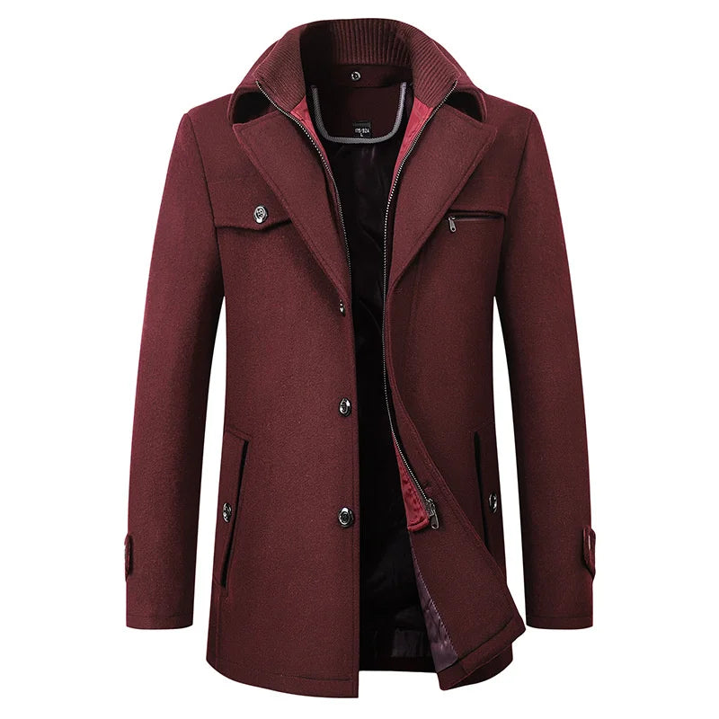 Men's Classic Lapel Collar Coat with Adjustable Cuffs