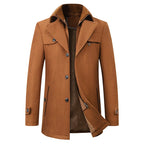 Men's Classic Lapel Collar Coat with Adjustable Cuffs