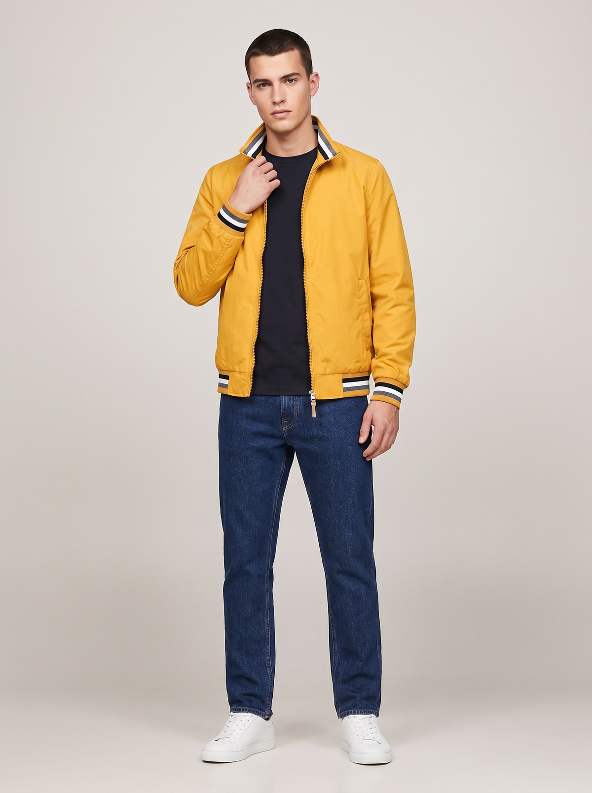 Decker Men's Casual Slim-Fit Stand-Collar Zip-Up Jacket