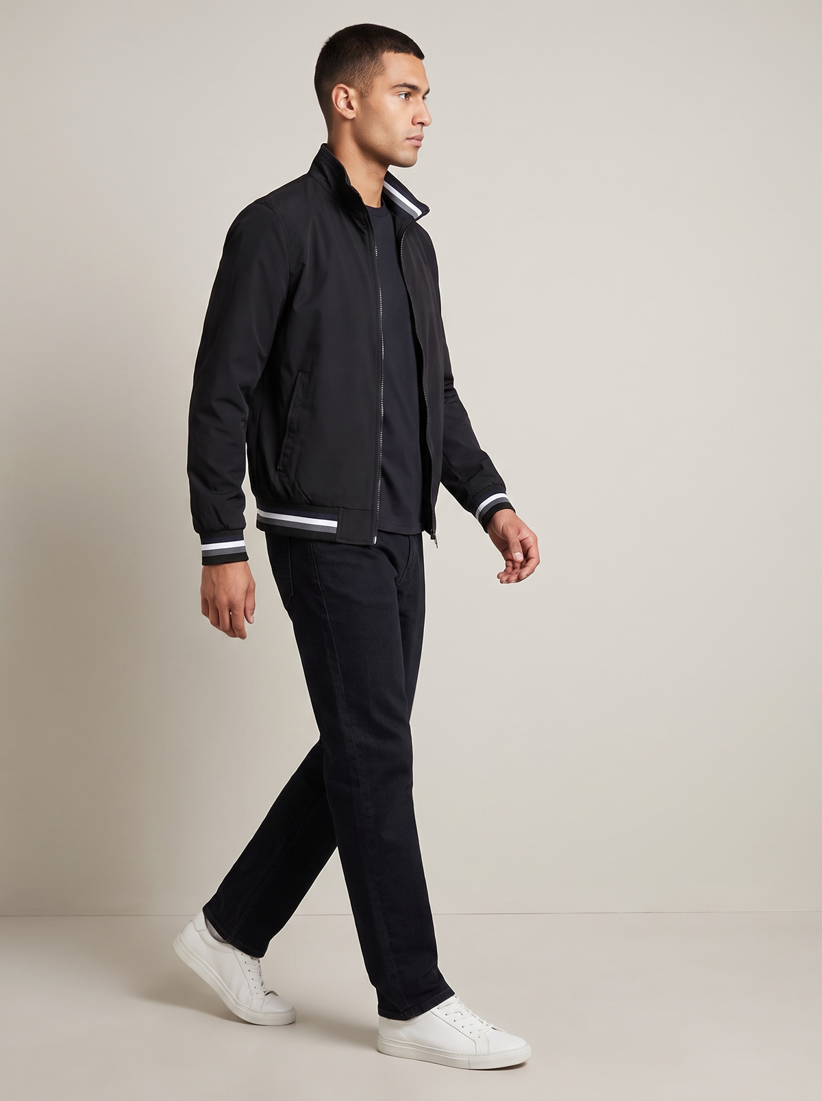 Decker Men's Casual Slim-Fit Stand-Collar Zip-Up Jacket