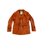 Men's Double-breasted Navy Pea Coat, Cowhide - Black