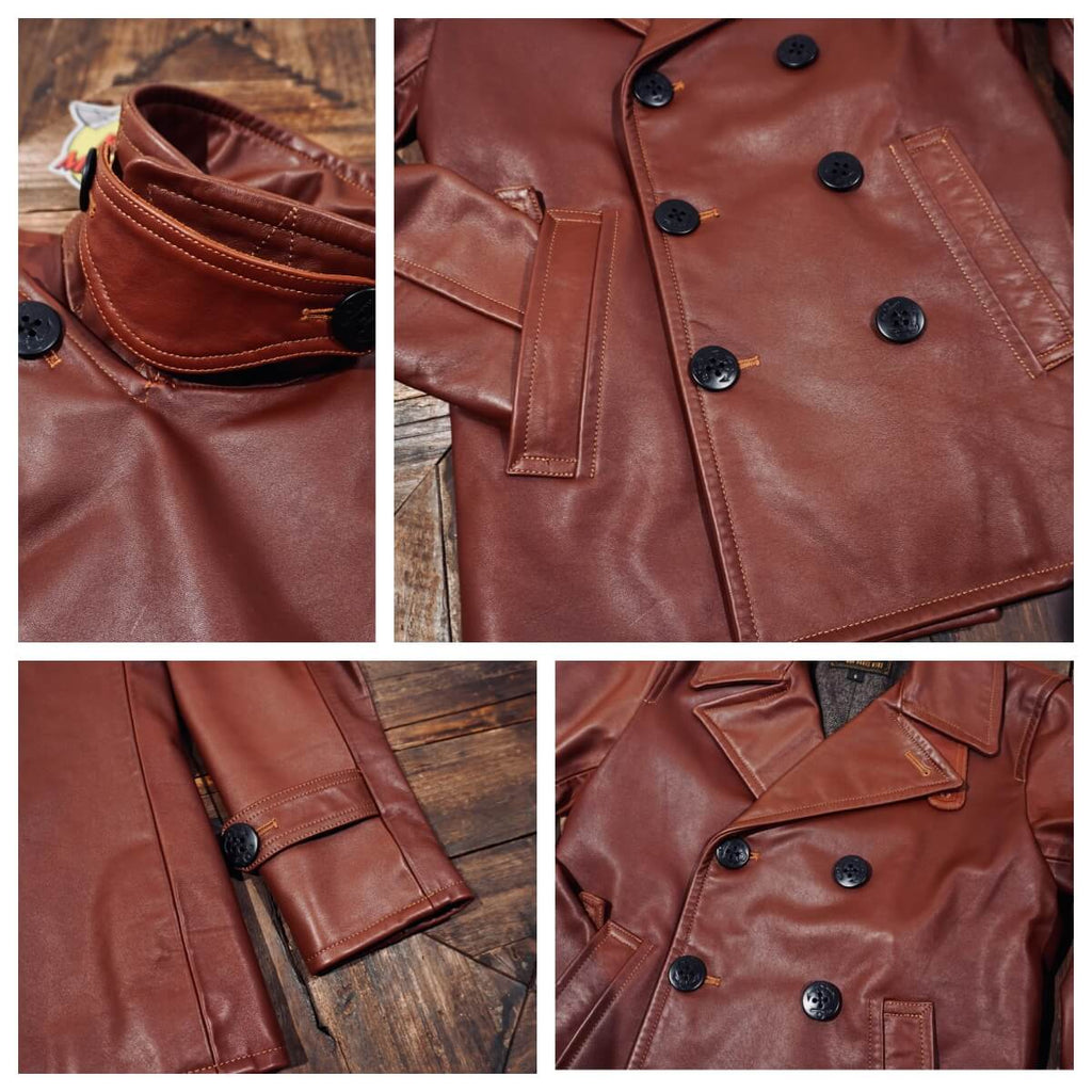 Men's Leather Jacket - Orange