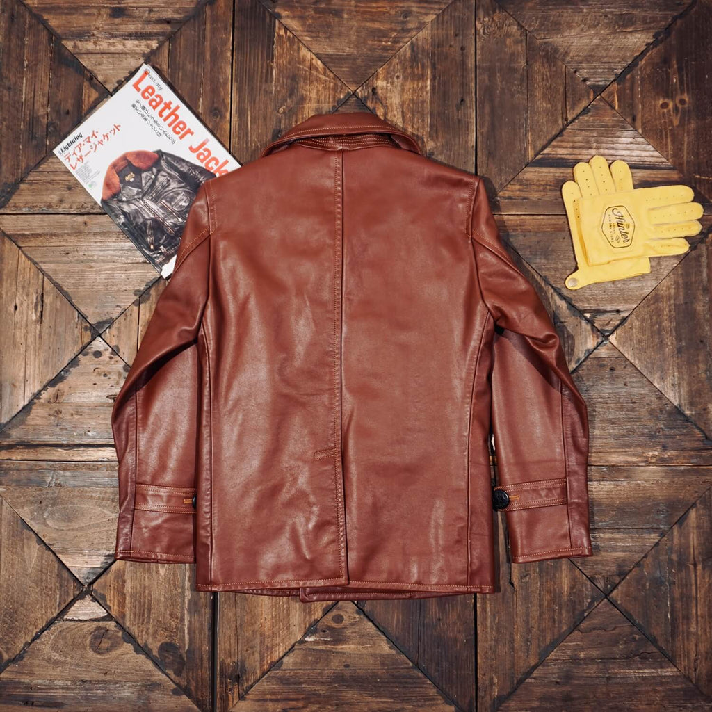 Men's Leather Jacket - Orange