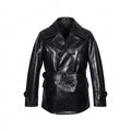 Men's The Navigator – Men's Double Breasted Horsehide Leather Coat - Black