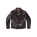 Men's 1950s Distressed Motorcycle Leather Jacket - Black Brown