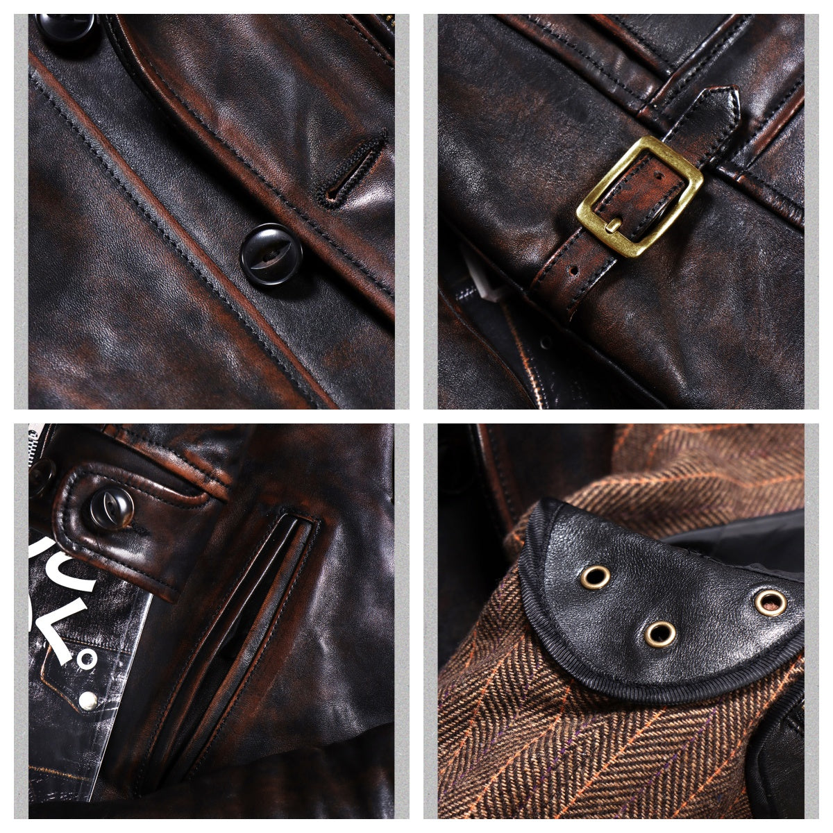 Men's Leather Jacket - Black Brown