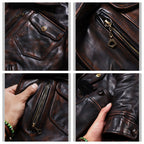 Men's Leather Jacket - Black Brown