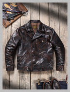 Men's Leather Jacket - Black Brown