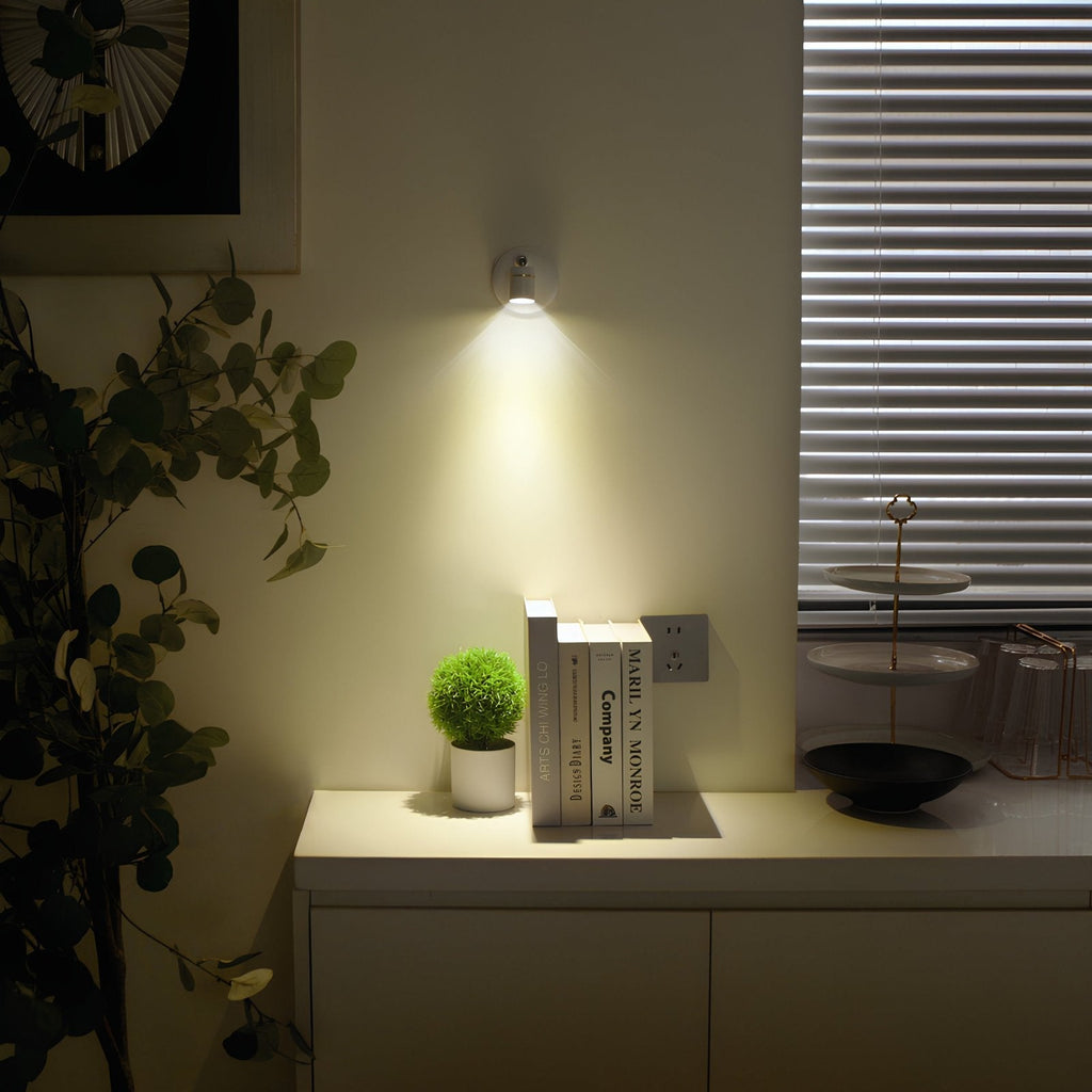 EasyStick Rechargeable Accent Spotlight Lamp for Home Decor - 2 / Black - AA Batteries / White