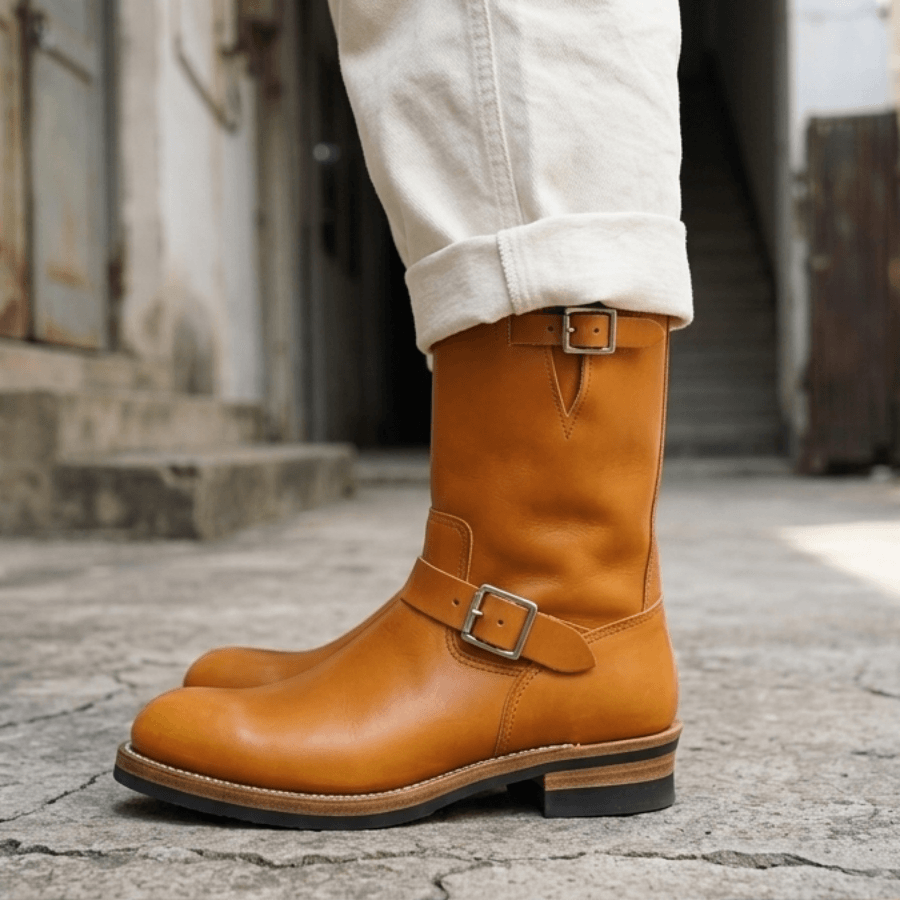 Men's Engineer Boots - Amber Cowhide