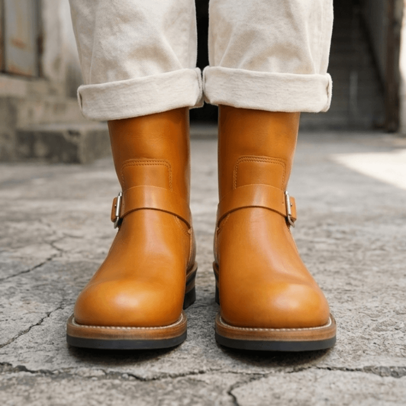 Men's Engineer Boots - Amber Cowhide