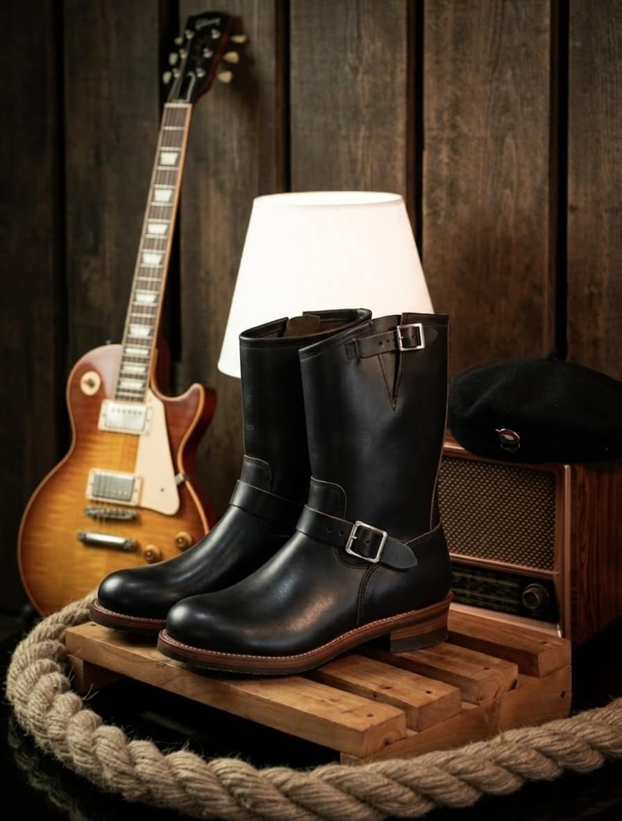 Men's Engineer Boots - Amber Cowhide