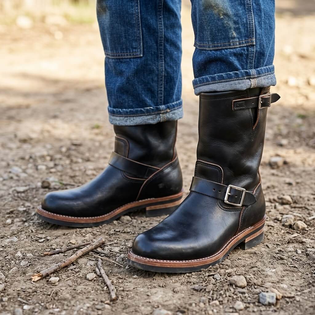Men's Engineer Boots - Burgundy Cowhide