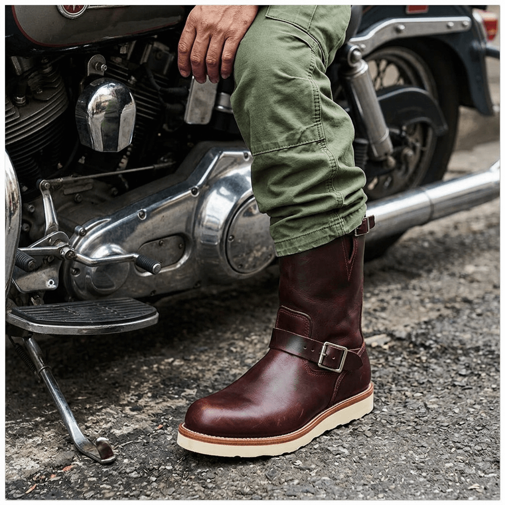 Men's Engineer Boots - Burgundy