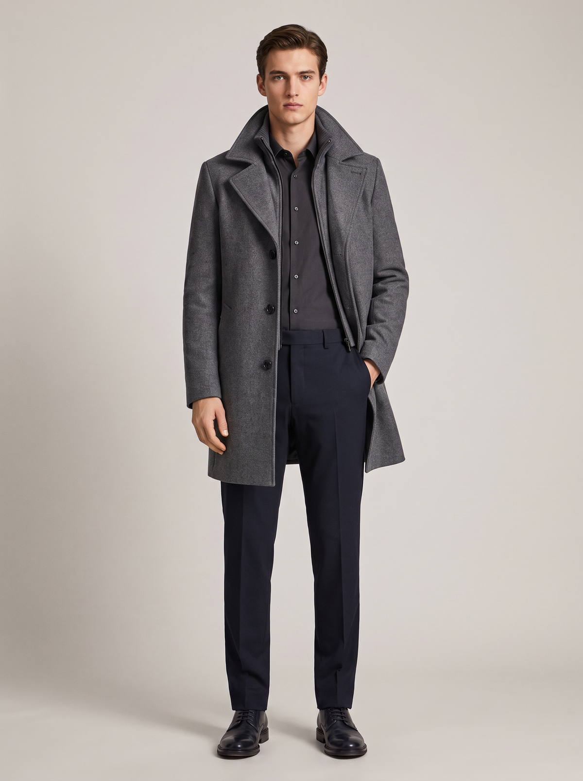 Fenwick | Men's Classic Slim-Fit Mid-Length Overcoat for Timeless Style