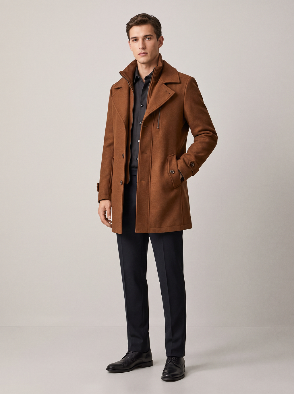Fenwick | Men's Classic Slim-Fit Mid-Length Overcoat for Timeless Style