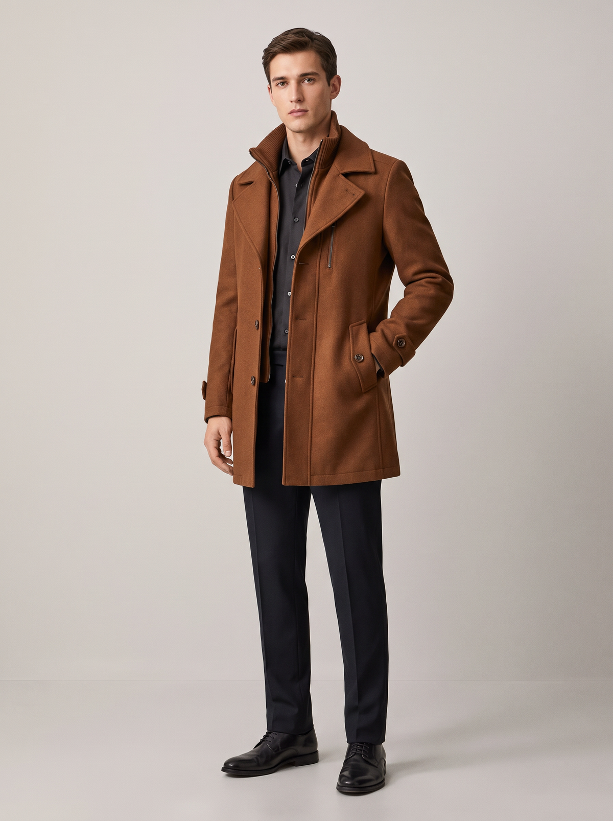 Fenwick | Men's Classic Slim-Fit Mid-Length Overcoat for Timeless Style