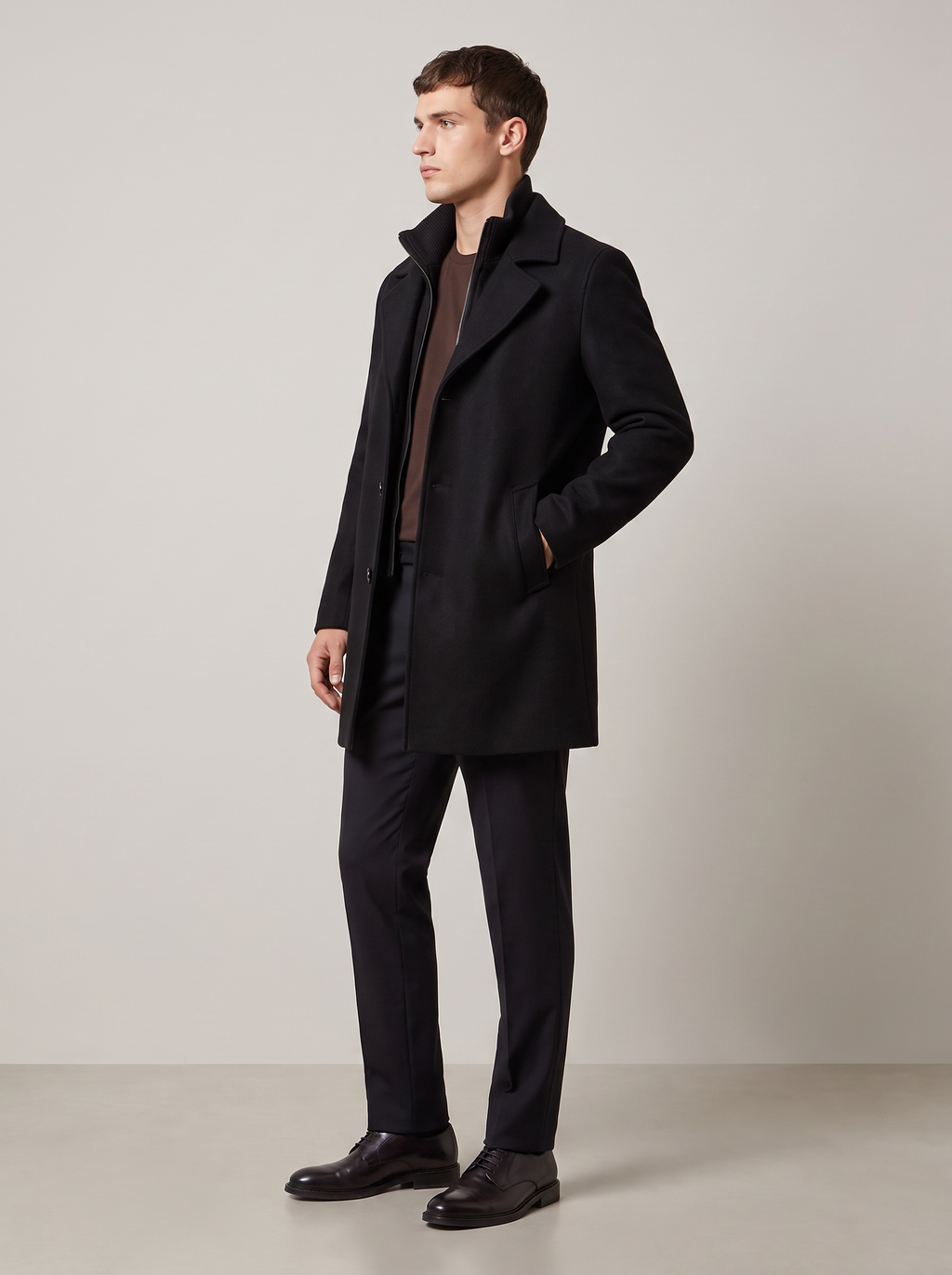 Fenwick | Men's Classic Slim-Fit Mid-Length Overcoat for Timeless Style