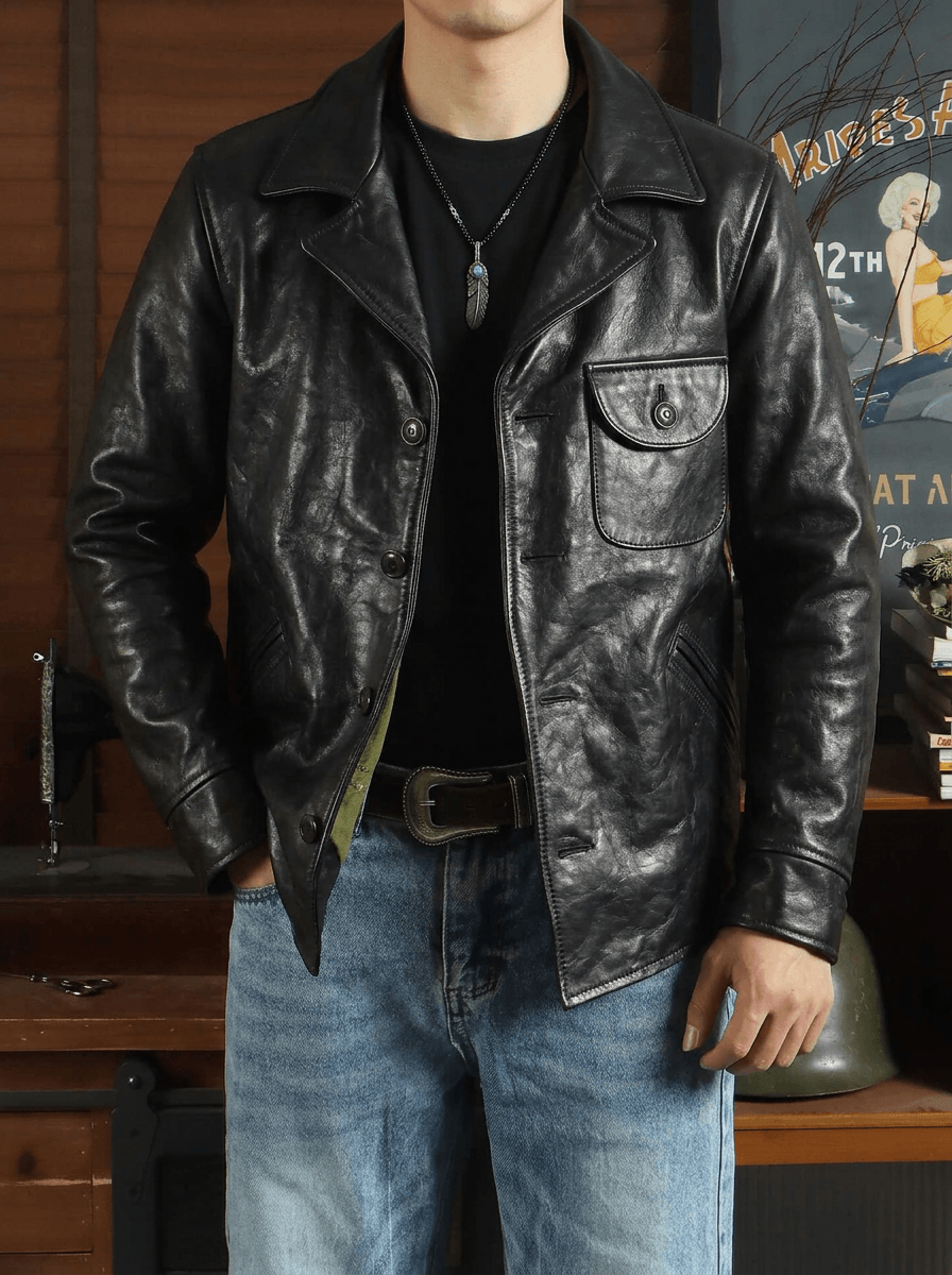 Men's Leather Jacket - M/36