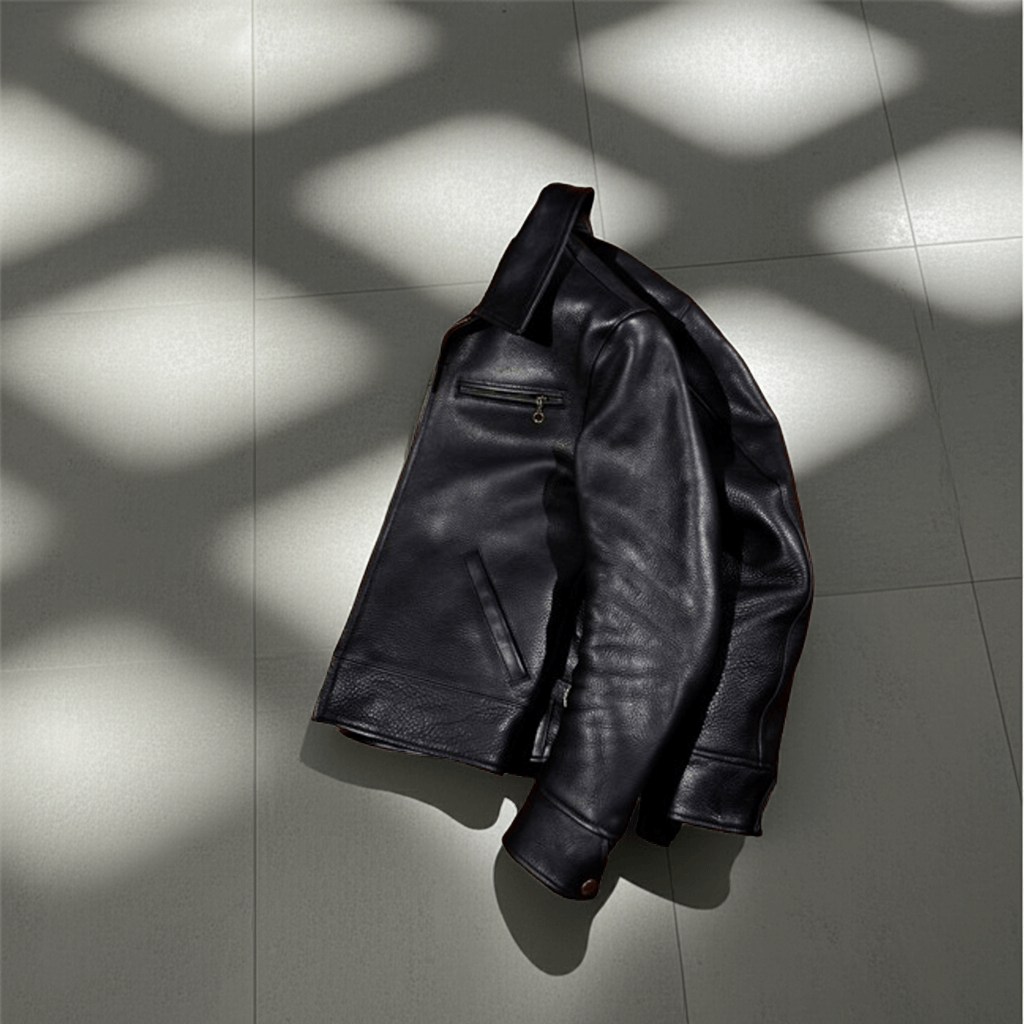 Men's Leather Jacket - Black Cowhide