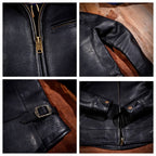 Men's Leather Jacket - Black Cowhide