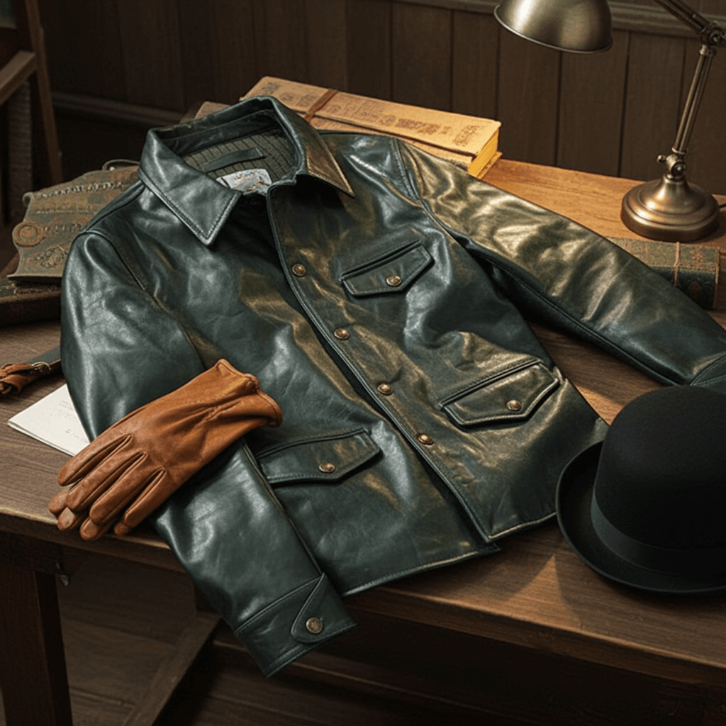 Men's Leather Jacket - Green